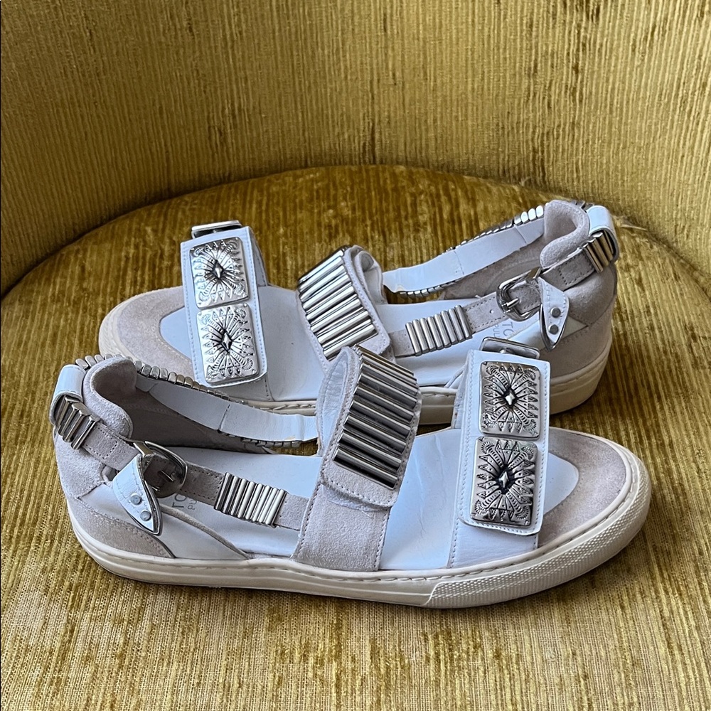 TOGA PULLA White and Silver Embellished Sandals
